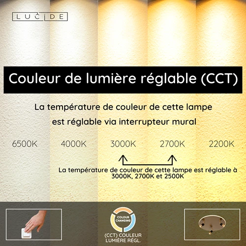 Lucide JUBEL - Plafonnier - Ø 48 cm - LED - CCT - 2500K/3000K - Or Mat / Laiton - USP